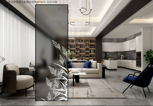 高清分层透明底平开门玻璃打印图