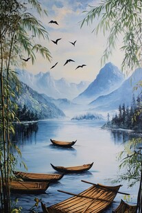 湖畔油画风景画素材-湖畔油画风景画图片-湖畔油画风景画设计模板-昵图网