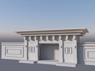 新中式别墅大宅院门3d模型