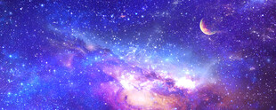 蓝紫色宇宙星空背景墙