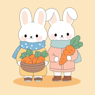 卡通兔子胡萝卜