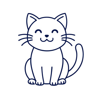 动物简约线条微笑小猫