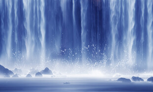 蓝色瀑布背景墙