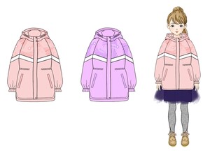 儿童拼接花型风衣