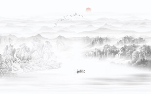 新中式山水背景墙