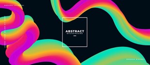 黑底彩色三维立体抽象矢量背景