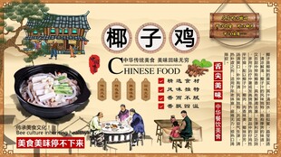 椰子鸡背景墙