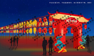 春节灯笼架通道氛围布置