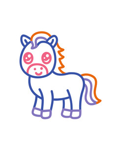 动物简约彩色线条小熊