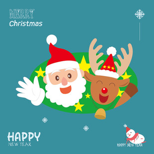 圣诞节圣诞老人和驯鹿