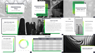 绿色渐变创意窗口城市建筑PPT