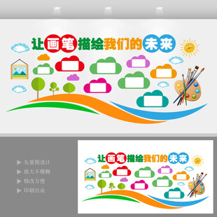 美术室侧墙作品展示