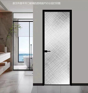 高清分层透明底平开门玻璃打印图