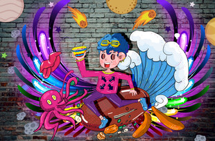 工装涂鸦背景墙