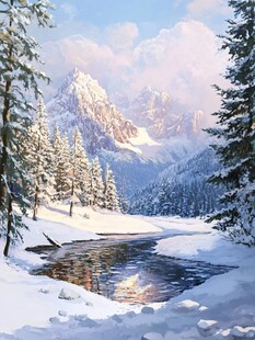 油画雪山森林素材-油画雪山森林图片-油画雪山森林设计模板-昵图网