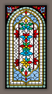 教堂蒂凡尼彩绘玻璃花窗贴膜图案