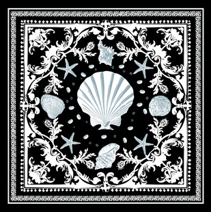 贝壳海星海螺大牌方巾