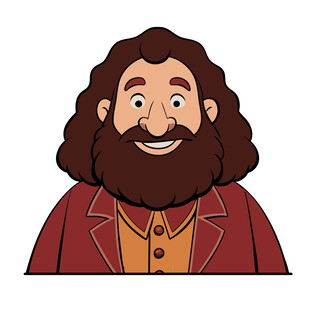 矢量人物简约大胡子男人