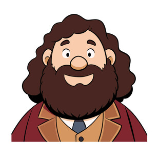 矢量人物简约大胡子男人