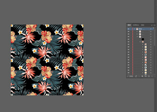 手绘矢量热带棕榈叶女装花卉