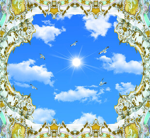 欧式吊顶蓝天白云