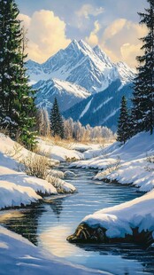 油画雪山森林素材-油画雪山森林图片-油画雪山森林设计模板-昵图网