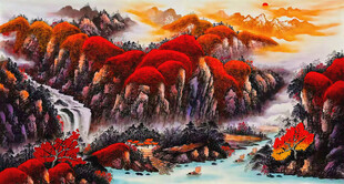 鸿运当头山水画