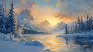 油画雪山森林素材-油画雪山森林图片-油画雪山森林设计模板-昵图网