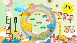 卡通儿童房背景墙