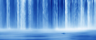 招财瀑布山水画