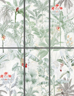 芭蕉叶热带雨林瓷砖花片