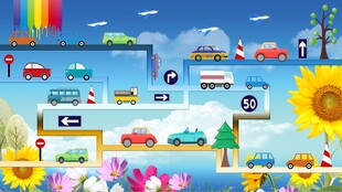 汽车轨道儿童房背景墙