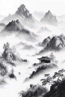 山水黑白图素材-山水黑白图图片-山水黑白图设计模板-昵图网