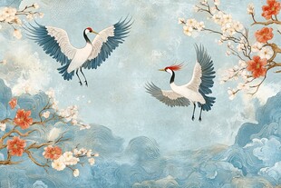 花鳥仙鶴圖 仙鹤花鸟CAD图库图片下载_红动中国