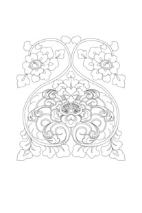 敦煌壁画图案石榴纹边饰边纹线描