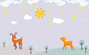 卡通小鹿卧室背景