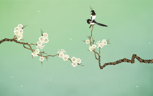 新中式禅意工笔花鸟梅花