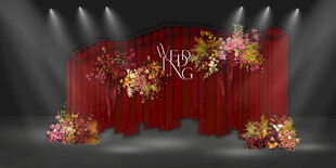 小众红色线帘婚礼迎宾区