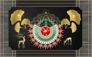 银杏叶麋鹿背景