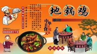 地锅鸡背景墙