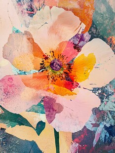油彩画　【花】　抽象 抽象装饰画油画无框画床头画素材图片下载-素材编号00741858-素材