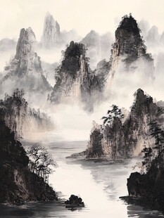 金箔山水画素材-金箔山水画图片-金箔山水画设计模板-昵图网