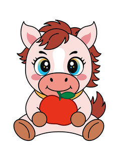 马宝宝卡通插画苹果
