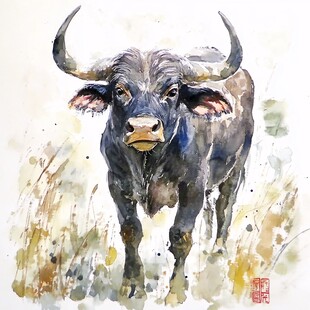 水彩画牛素材-水彩画牛图片-水彩画牛设计模板-昵图网