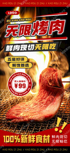 自助烤肉宣传海报