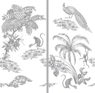 素描孔雀壁画