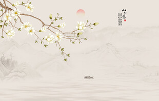 新中式工笔花鸟画背景墙