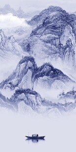 蓝色 现代中式玄关 tif分层