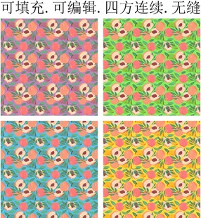 桃子底纹 水蜜桃 水果印花