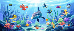 梦幻卡通海底背景